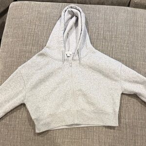 Light Gray Women's Cropped Zip-Up Hoodie